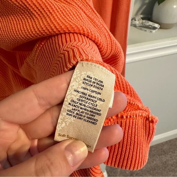 Soft Surroundings Pink Coral Textured Space Dye Cotton Waffle Long Sleeve Medium - Picture 9 of 14